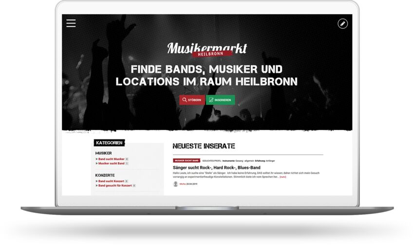 Interaktive Website für Heilbronns Musikszene